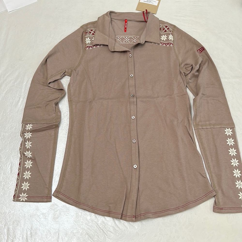Alp-n-Rock FAIR ISLE button down - Warm Grey (tan)